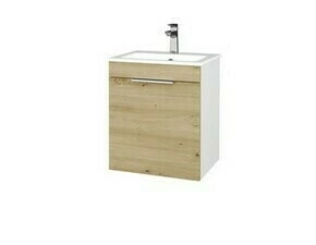 Skříňka umyvadlová Dřevojas PROJECT BENEFIT SZD 50 bílá lesk/dub karamel vč. umyvadla Altero