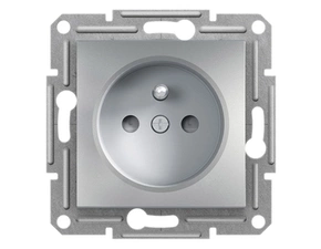 Zásuvka 230 V jednonásobná Schneider Electric Asfora aluminium