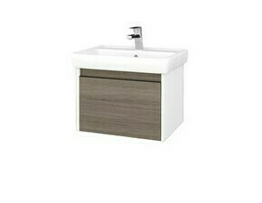Skříňka umyvadlová Dřevojas BONO SZZ 60 bílá lesk/Cafe vč. umyvadla Q