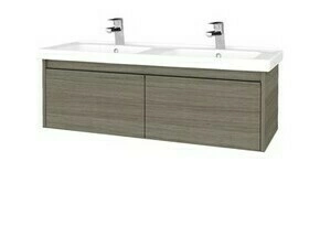 Skříňka umyvadlová Dřevojas BONO SZZ2 125 Cafe/Cafe vč. dvojumyvadla Harmonia