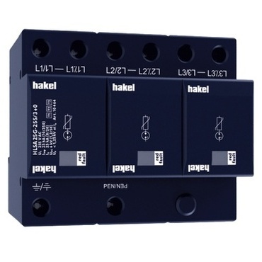 Svodič přepětí T1+T2+T3 Hakel HLSA25G-255/3+0