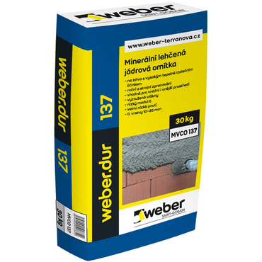Omítka jádrová lehčená minerální weberdur 137 30 kg