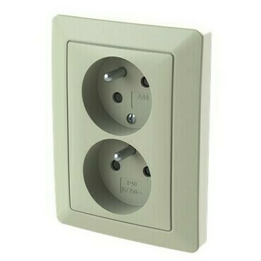 Zásuvka 230 V dvojnásobná ABB Zoni olivová, bílá