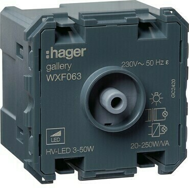 Přístroj stmívač dotykový Hager 45×45 mm 20–250 W