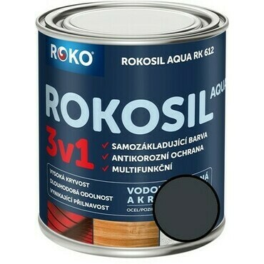 Barva samozákladující Rokosil Aqua 3v1 RK 612 7016 šedá antracitová, 0,6 l