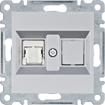 Zásuvka datová Hager Lumina CAT6 1× RJ45 FTP stíněná stříbrná