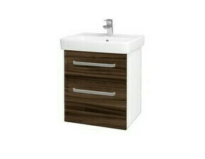 Skříňka umyvadlová Dřevojas Q MAX SZZ2 55 bílá lesk/Ořech vč. umyvadla Q