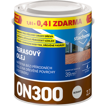 Olej terasový Stachema ON300 bezbarvý 1,8 l + 0,4 l zdarma