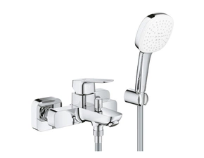 Baterie vanová nástěnná Grohe Cubeo 150 mm, chrom s přepínačem a sprchovým setem 1018140000