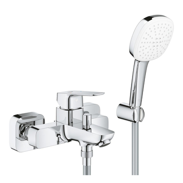 Baterie vanová nástěnná Grohe Cubeo 150 mm, chrom s přepínačem a sprchovým setem 1018140000