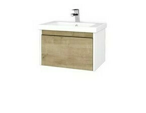 Skříňka umyvadlová Dřevojas BONO SZZ 65 bílá lesk/Arlington vč. umyvadla Harmonia