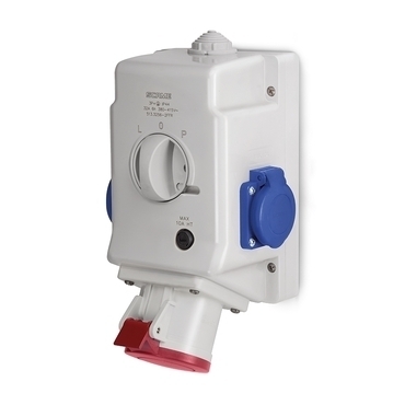 Zásuvka nástěnná Scame Optima 513.3257-2FFR s reverzačním vypínačem L-0-P 32 A