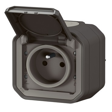 Zásuvka 230 V jednonásobná Legrand Plexo antracit
