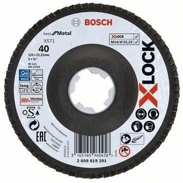 Kotouč lamel. Bosch X571 Best for Metal X-LOCK FD 125 mm 40