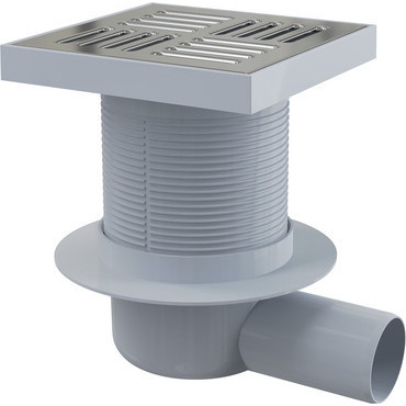 Vpust podlahová Alca APV5411 150×150 mm DN 50 boční nerezová mřížka