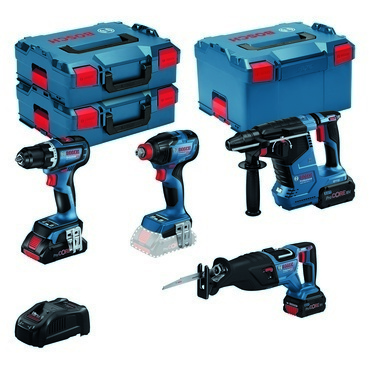 Sada AKU nářadí Bosch GSR + GDX + GBH + GSA 18 V 2× 5,5 Ah 1× 4 Ah
