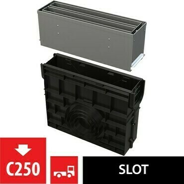 Vpust venkovní štěrbinová Alca AVZ101R-R324R se symetrickým revizním nástavcem 160 mm, nerez