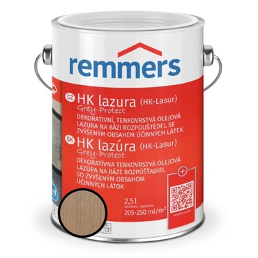 Lazura tenkovrstvá REMMERS HK lazura Grey Protect jílově šedá 2,5 l