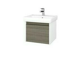 Skříňka umyvadlová Dřevojas BONO SZZ 55 bílá lesk/Cafe vč. umyvadla Q