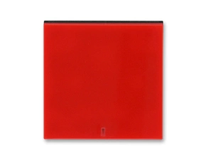 Kryt spínač jednoduchý s červeným průzorem ABB Levit červená, kouřová černá
