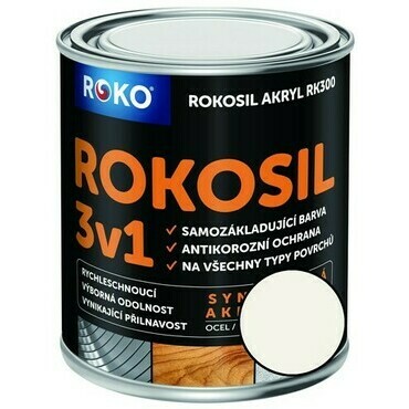 Barva samozákladující Rokosil akryl 3v1 RK 300 1000 bílá, 0,6 l
