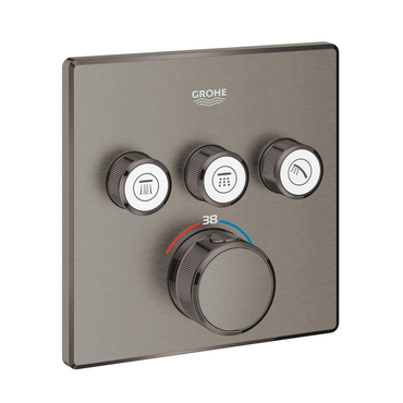Baterie podomítková termostatická Grohe Grohtherm SmartControl 3-cestná kartáčovaný Hard Graphite 29126AL0