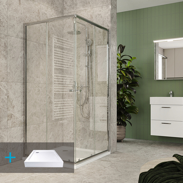 Kout sprchový s vaničkou Mereo Kora Lite 900×900 mm chrom/čiré sklo