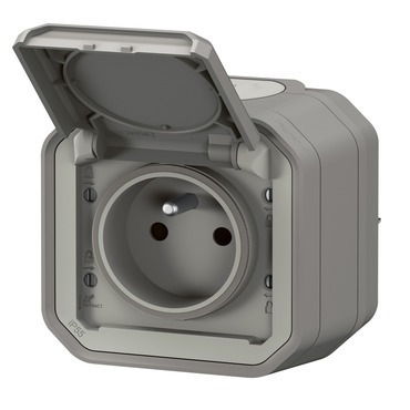 Zásuvka 230 V jednonásobná Legrand Plexo šedá