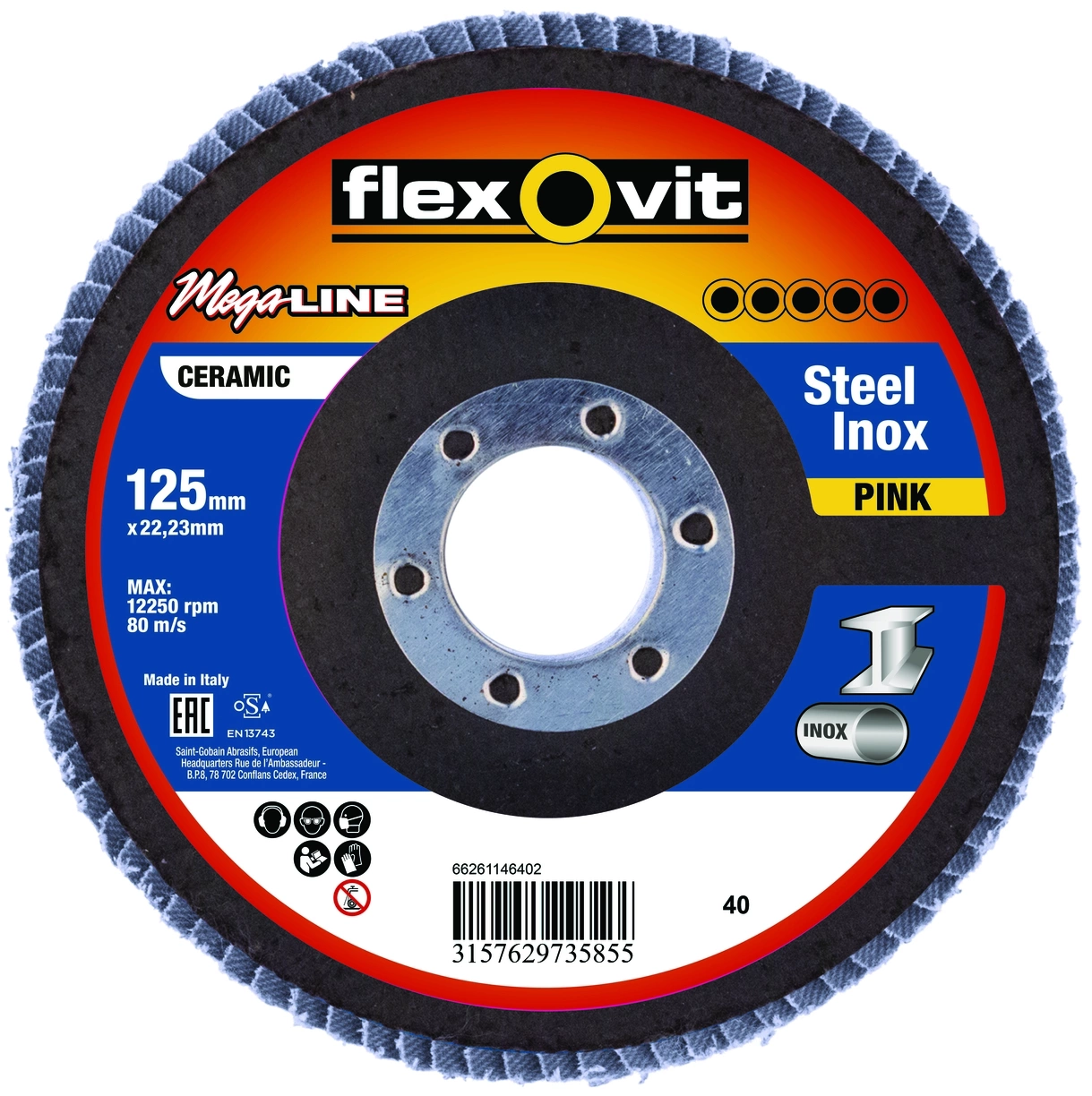 FLEXOVIT Kotouč brusný lamelový Flexovit ML Pink 125×22,23 mm 40