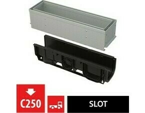 Žlab venkovní štěrbinový Alca AVZ101S-R121R s asymetrickým revizním nástavcem 100 mm, pozink