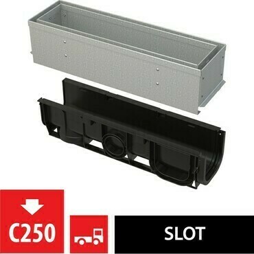 Žlab venkovní štěrbinový Alca AVZ101S-R121R s asymetrickým revizním nástavcem 100 mm, pozink