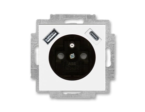 Zásuvka 230 V s USB jednonásobná ABB Levit bílá, kouřová černá