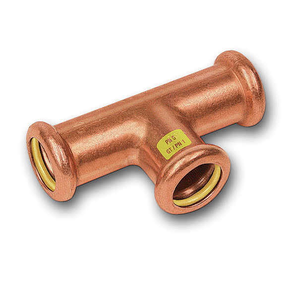 T-kus redukovaný lisovací Sanha Cu Press Gas 10130 28×22×28 mm