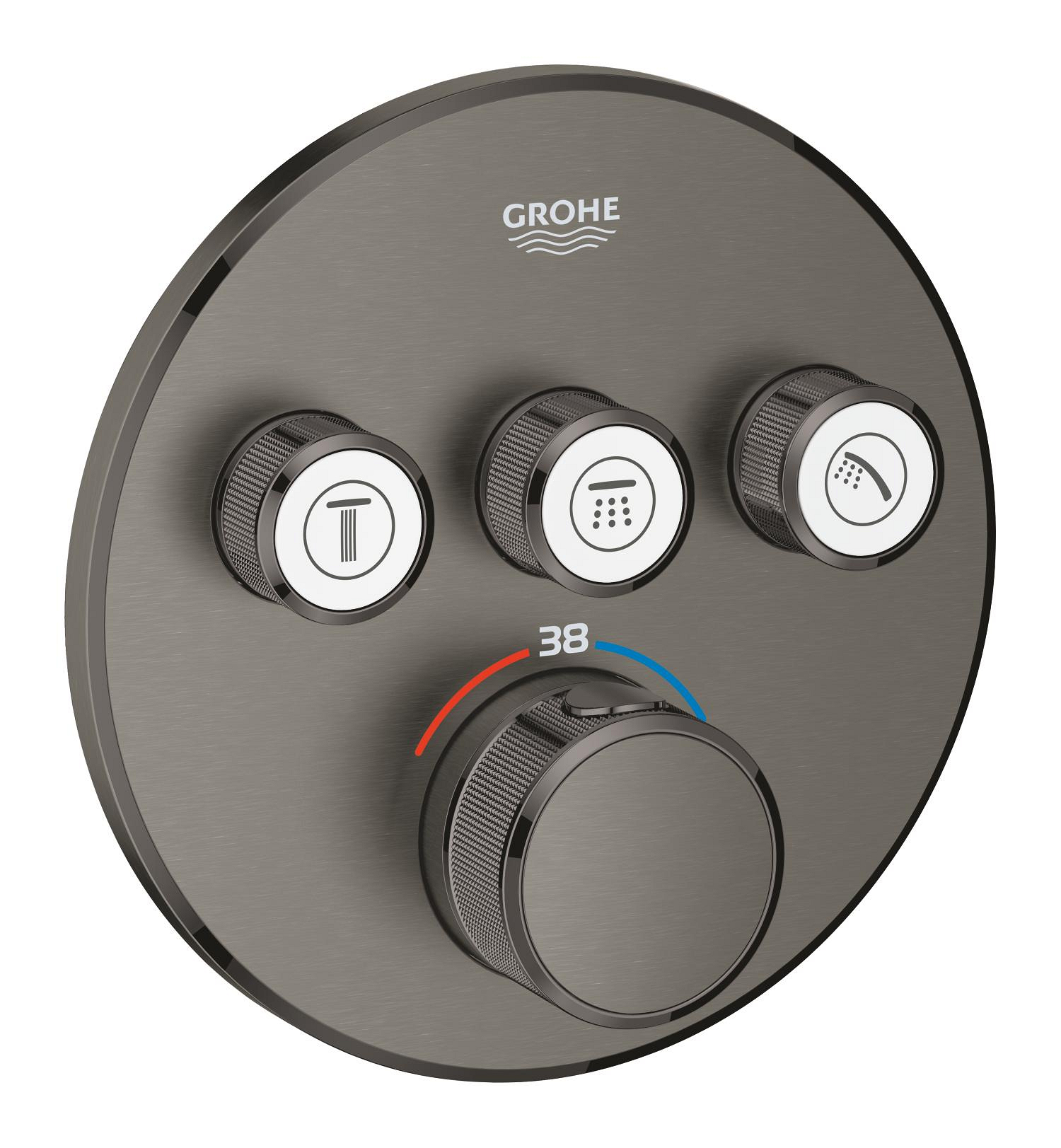 Díl nadomítkový Grohe Grohtherm SmartControl s 3 ventily kartáčovaný Hard Graphite 29121AL0