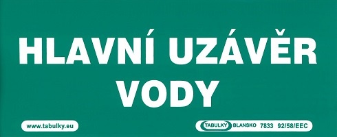 Samolepka informační Hlavní uzávěr vody 210×87 mm