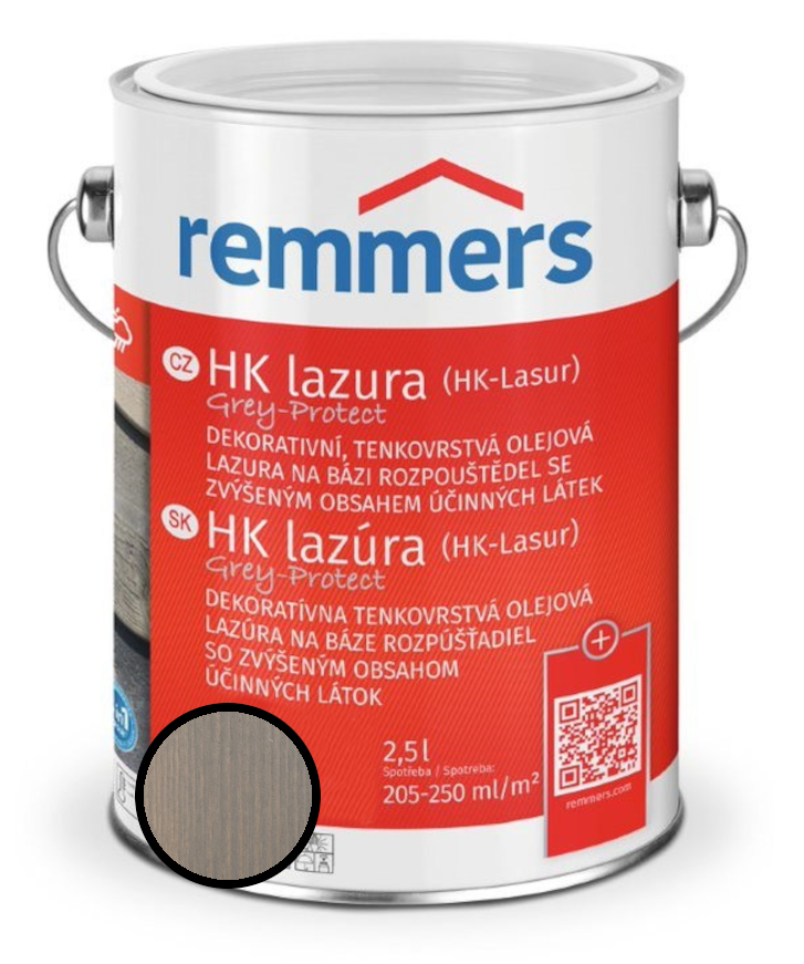 Lazura tenkovrstvá REMMERS HK lazura Grey Protect vodově šedá 2,5 l