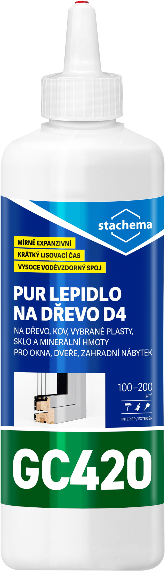 Lepidlo polyuretanové na dřevo D4 Stachema GC420 0,5 kg