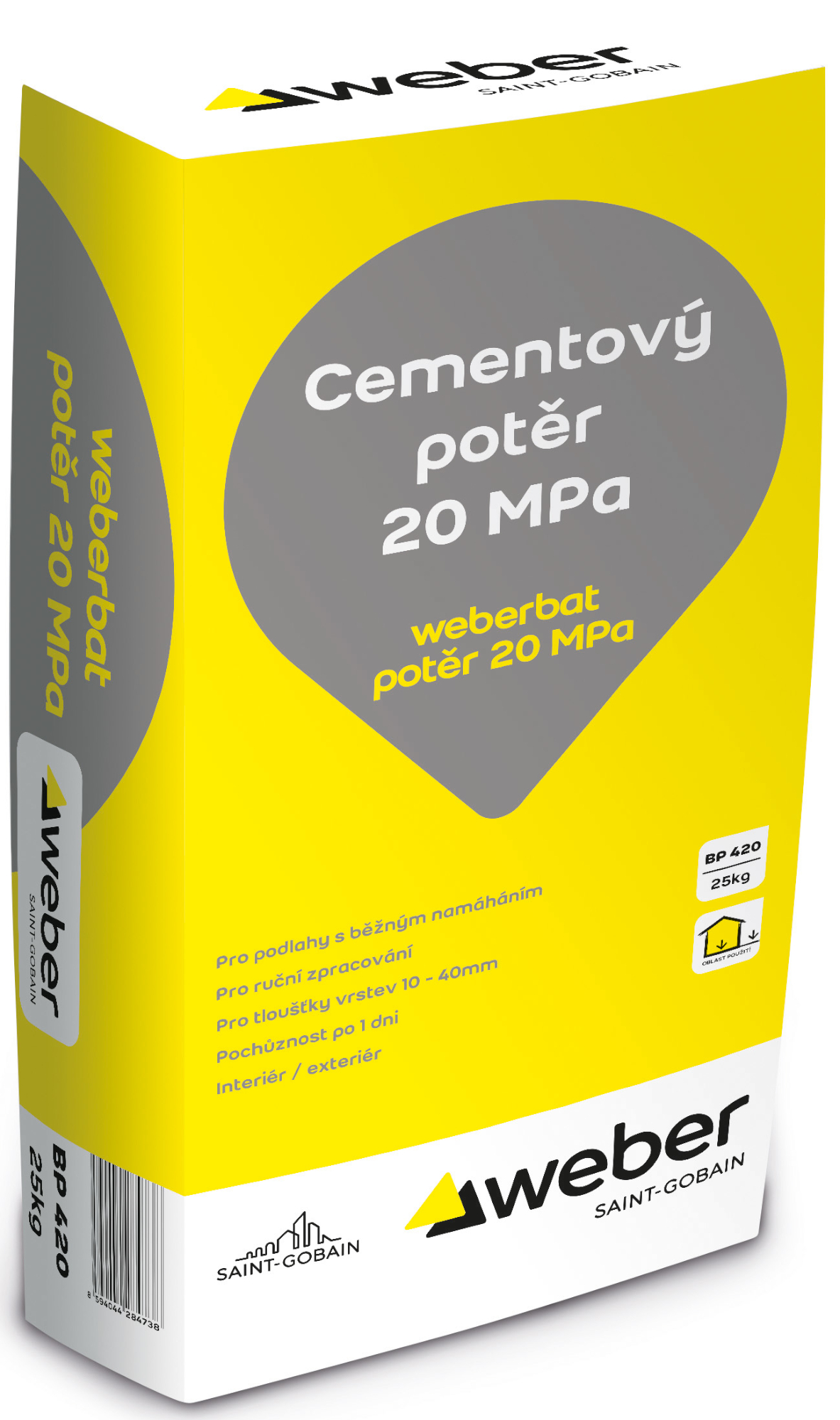 Potěr cementový 20 MPa weberbat 25 kg