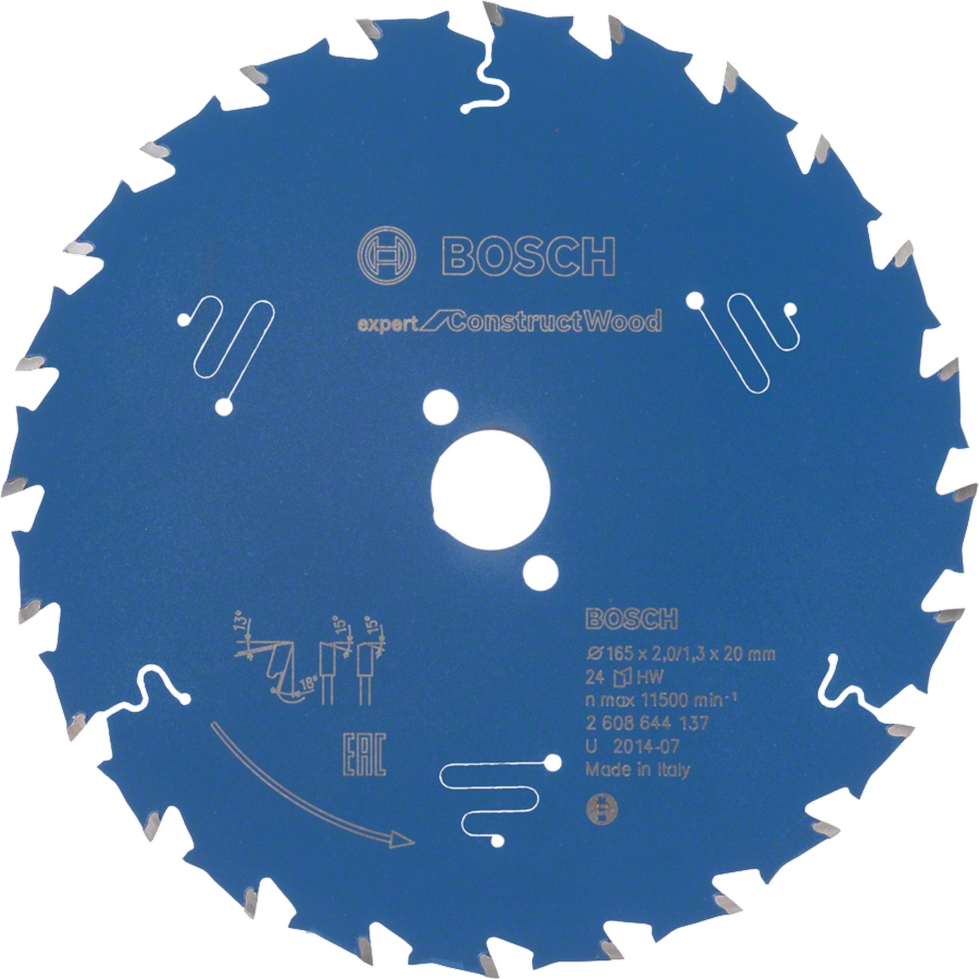 Kotouč Bosch Expert for Construct Wood 165×20×1,3 mm 24 z.