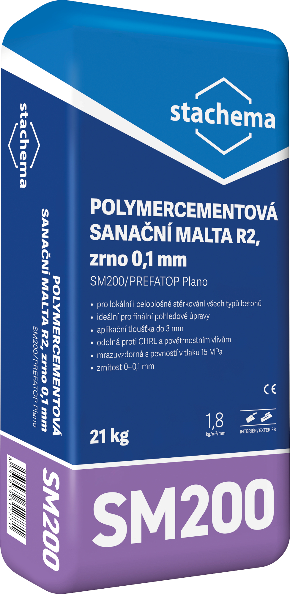 Hmota opravná Stachema SM200 / Prefatop Plano středně šedá 21 kg