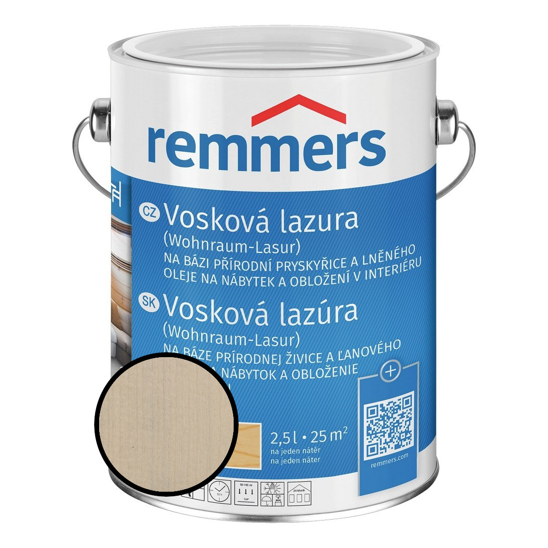 Lazura vosková Remmers antická šedá, 2,5 l