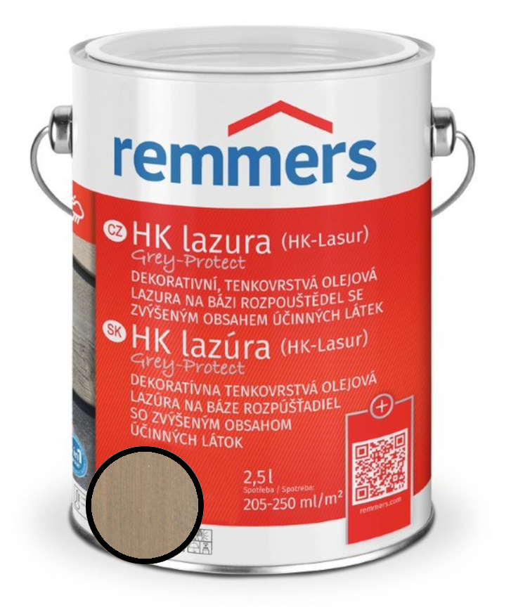 Lazura tenkovrstvá REMMERS HK lazura Grey Protect stříbřitě šedá 2,5 l