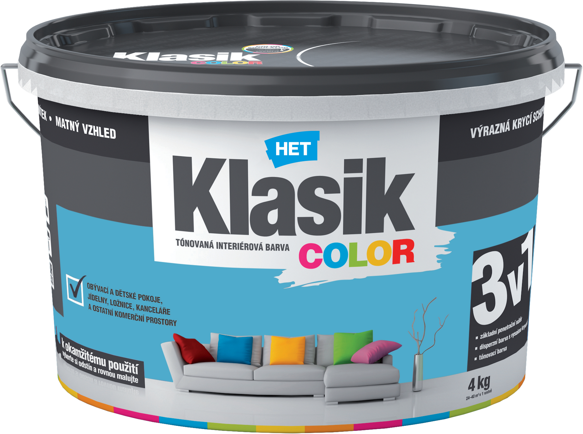 Malba interiérová HET Klasik Color modrý tyrkysový 4 kg