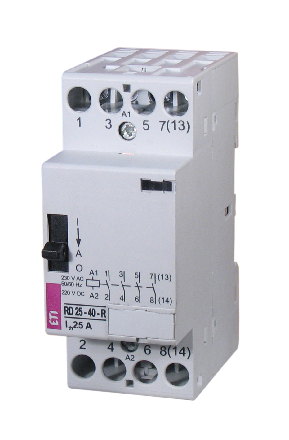 Stykač s manuálním ovládáním ETI RD 25-40-R-230V AC/DC