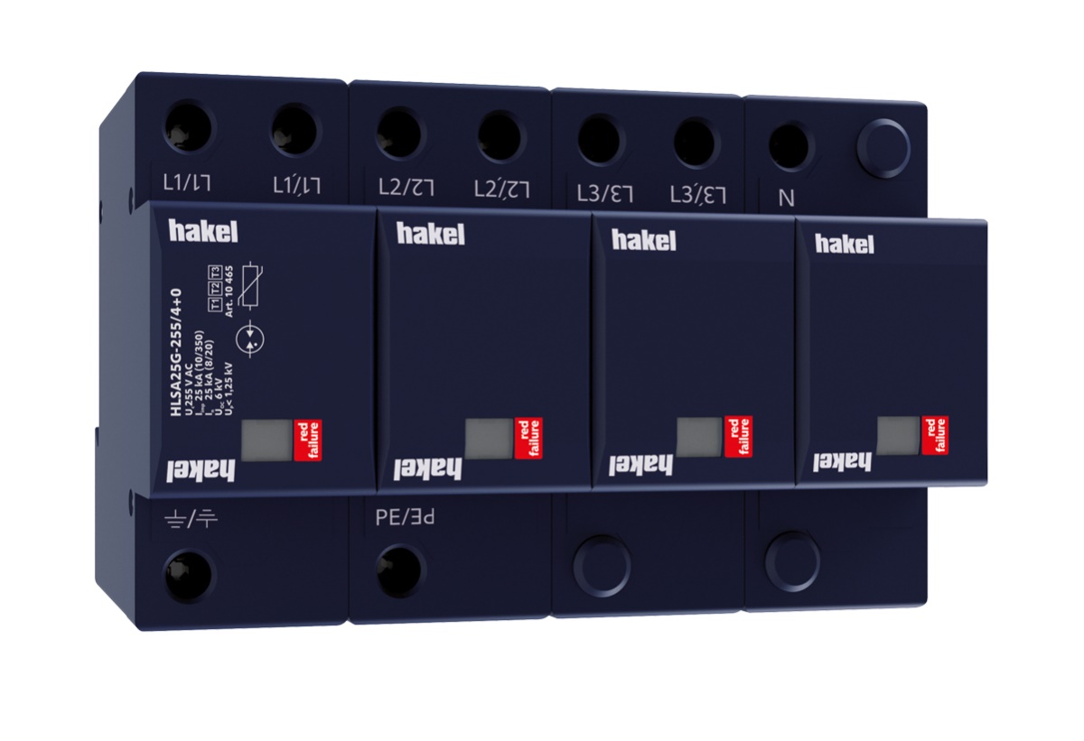 Svodič přepětí T1+T2+T3 Hakel HLSA25G-255/4+0