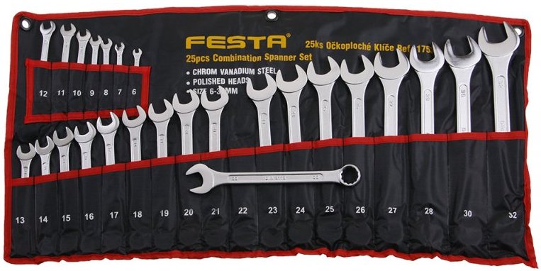 Klíče očkové ploché Festa 6–32 mm 25 ks