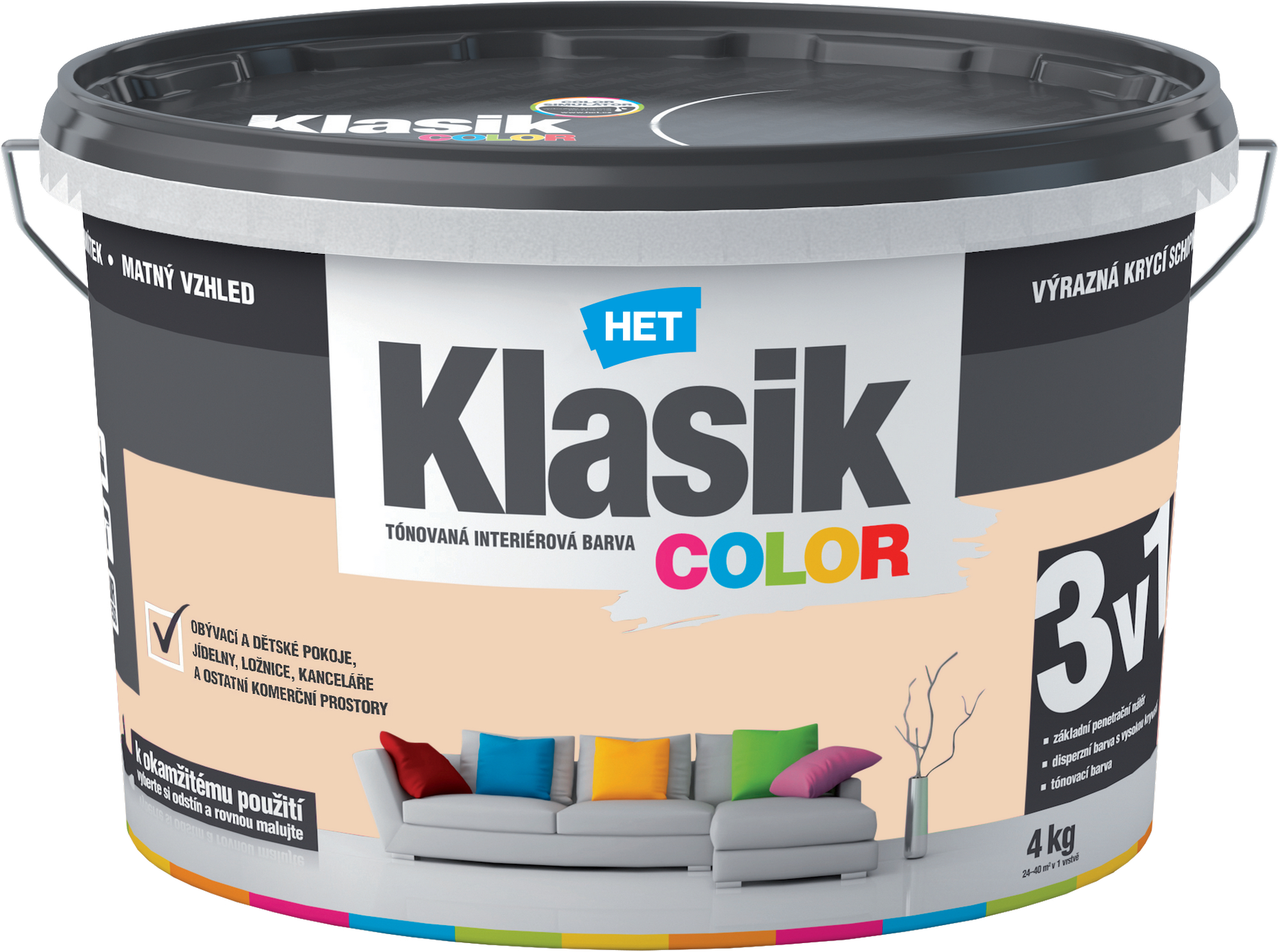 Malba interiérová HET Klasik Color oranž broskvový 4 kg