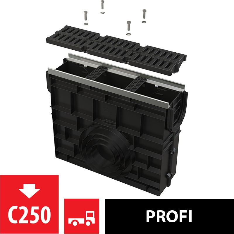 Vpust venkovní žlabová Alca AVZ103R-R403 s kovovým rámem, rošt kompozitní C250