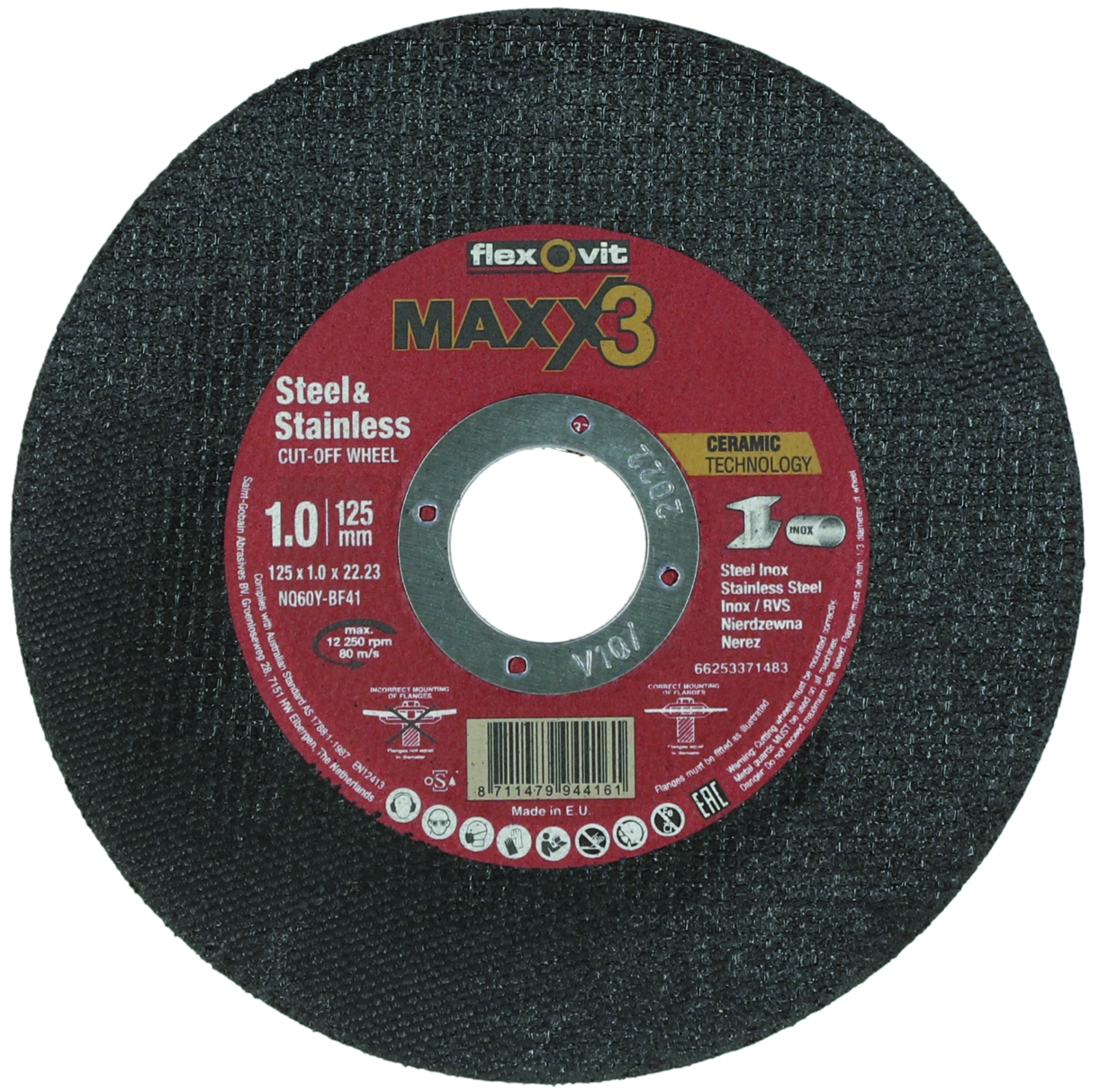 Kotouč řezný Flexovit Maxx3 NQ60Y-T41 125×22,23 mm