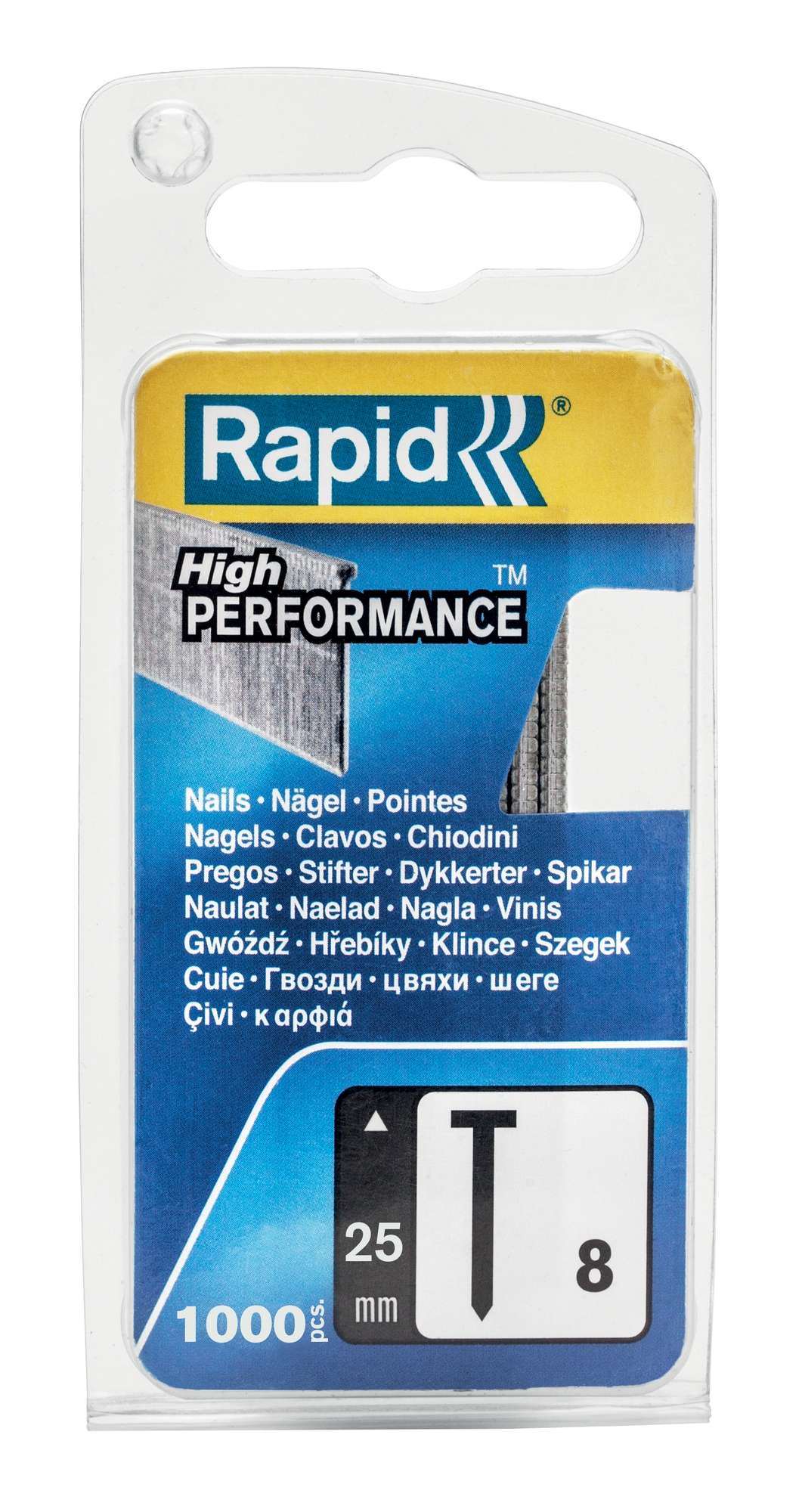 Hřebíky ocelové Rapid High Performance 8 25 mm 1 000 ks
